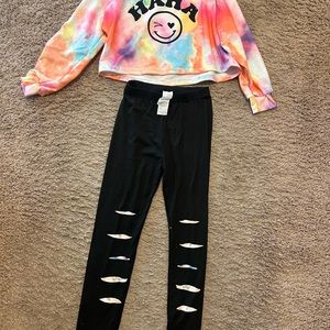 Tie dye cropped sweatshirt and legging set